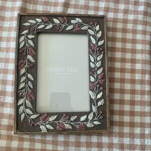Picture  Frame with White and Pink Embroidery